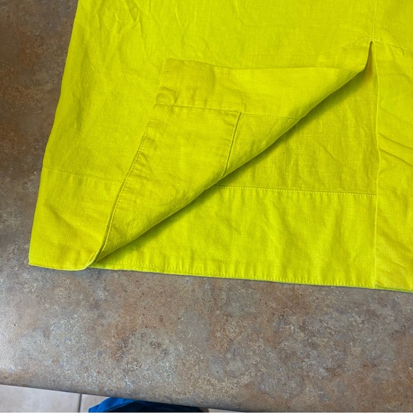 Farm Rio Monstera Midi Dress Maxi Linen Leaf Open Back Strappy Neon Highlighter - Picture 6 of 17